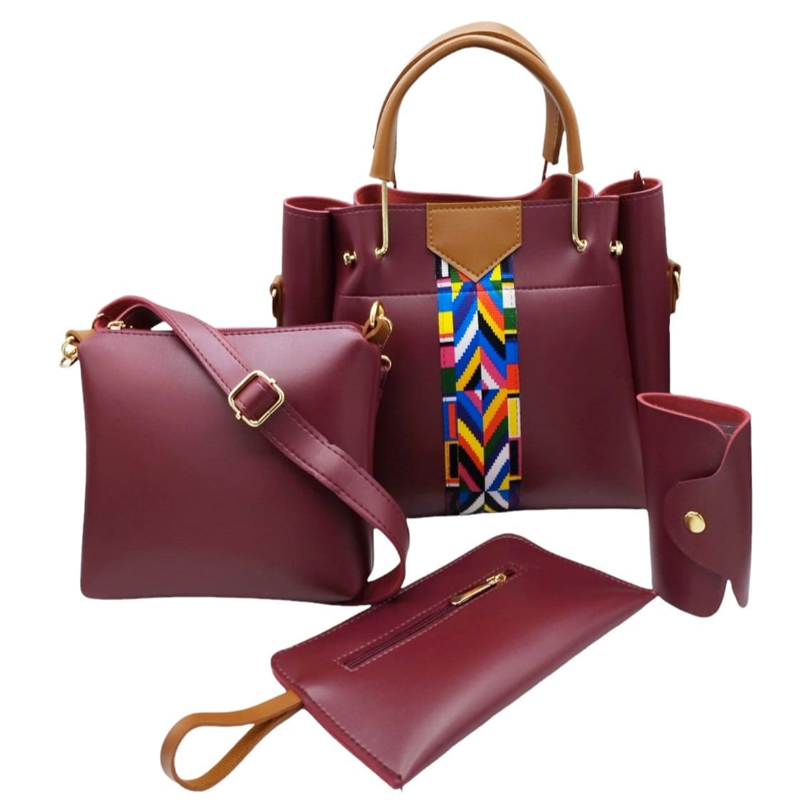 4 PCS HANDBAG MAROON